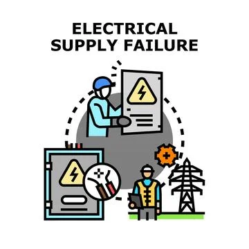Electrical supply failure preventing power delivery concept Stock Illustration