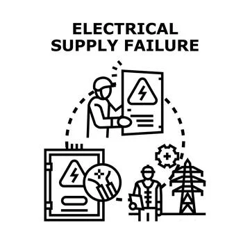 Electrical supply failure preventing power delivery concept Stock Illustration