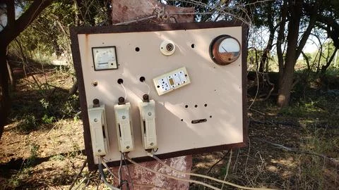 Electrical switch control system at the farm Stock Photos