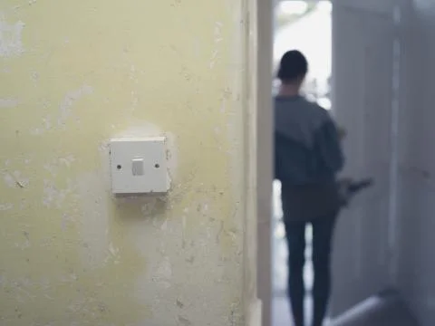 Electrical switch in hallway 写真素材