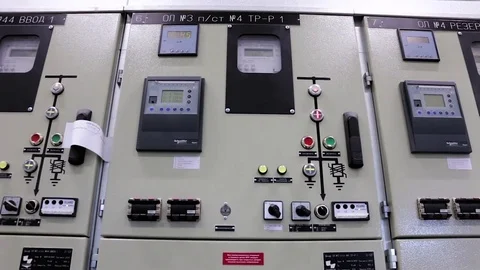 Electrical switch panel in factory Video stock 75913384
