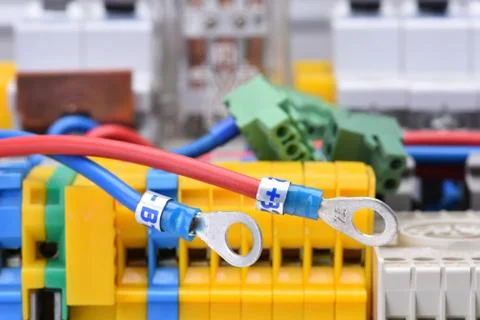 Electrical switchboard with cable Foto stock