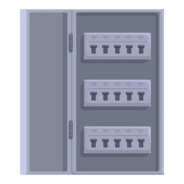 Electrical switchboard with circuit breakers controlling power supply in Stock Illustration