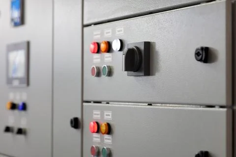 Electrical switchboard panel close up Stock Photos