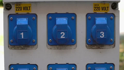 Electrical switchboard with sockets on the street.  Video stock 201128179