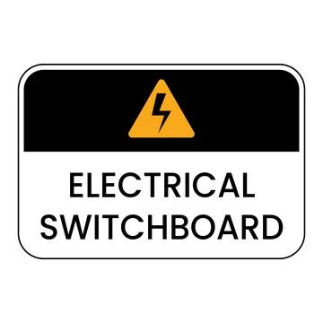 Electrical Switchboard warning sign on transparent background Stock Illustration