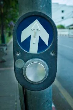 Electrical switches request for for passing through walking across the street Stock Photos