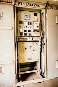 Electrical switchgear, Industrial electrical switch panel at substation in .. Stock Photos