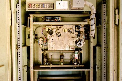 Electrical switchgear, Industrial electrical switch panel at substation in .. Stock Photos