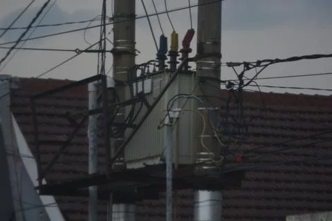 Electrical switchgear on utility pole Stock Photos