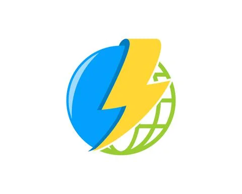 Electrical symbol in the globe shape logo Stock Illustration