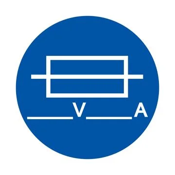 Electrical Symbol for Voltage and Current in Blue Circular Design Stock Illustration