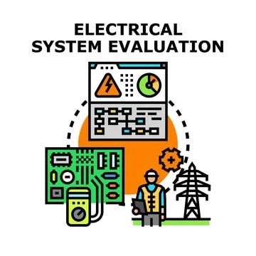 Electrical system evaluation and maintenance engineering concept Illustrazione stock