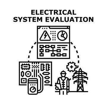 Electrical system evaluation and maintenance engineering concept Illustrazione stock