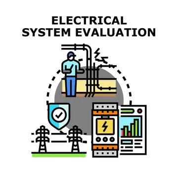 Electrical system evaluation process with professional expertise Stockillustratie