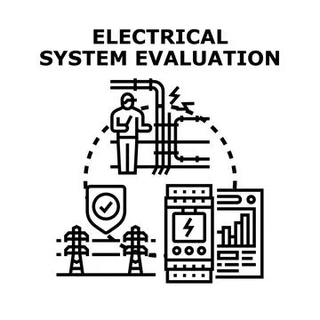 Electrical system evaluation process with professional expertise Stock Illustration