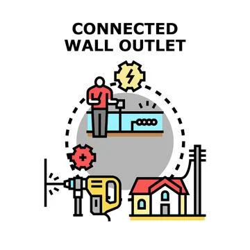 Electrical system installation connecting home power outlet Stock Illustration