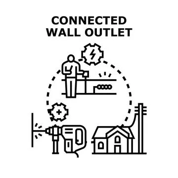 Electrical system installation connecting home power outlet Stock Illustration
