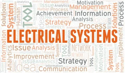 Electrical Systems typography vector word cloud. Illustrazione stock
