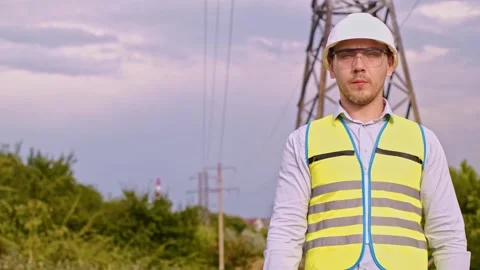 Electrical technician at a power plant. Electrical distribution engineer. Head o 스톡 동영상 252667381