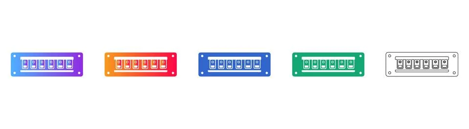 Electrical Terminal Block Icons for Engineering Stock Illustration