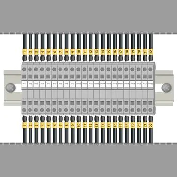 Electrical terminal block with numbered wires, vector Illustration. Stock Illustration