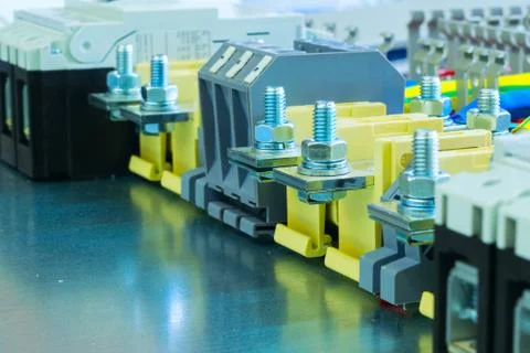 Electrical terminals and circuit breakers Stock Photos