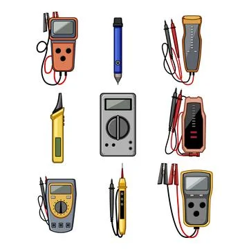 Electrical test equipment measuring voltage and current Stock Illustration