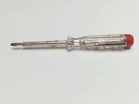 Electrical Test Pen Screwdriver on White Background Stock Photos