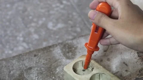 Electrical Test Screwdriver Testing Electrical Outlet Stock Footage 345495281