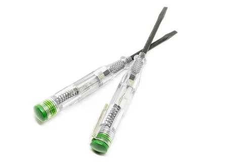 Electrical tester screwdriver on white background. 스톡 사진