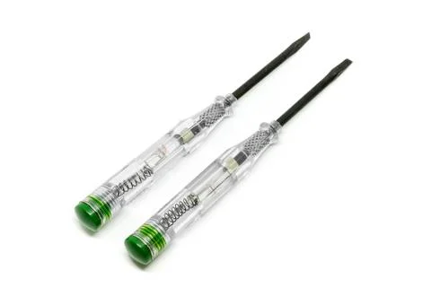Electrical tester screwdriver on white background. Stock Photos