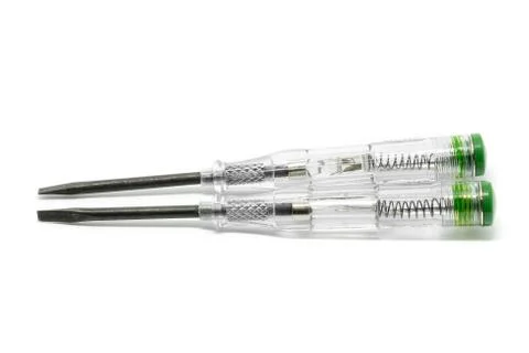 Electrical tester screwdriver on white background. Stock Photos