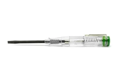 Electrical tester screwdriver on white background. Stock Photos