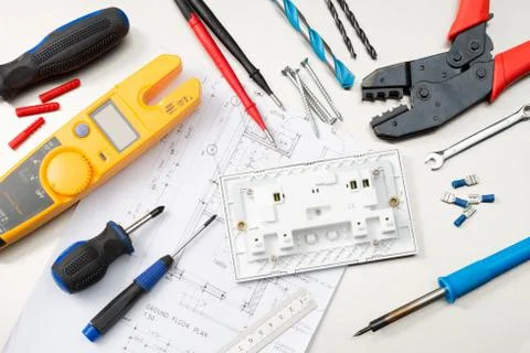 Electrical tool selection Stock Photos
