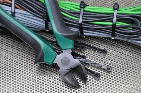 Electrical tools and cables Stock Photos