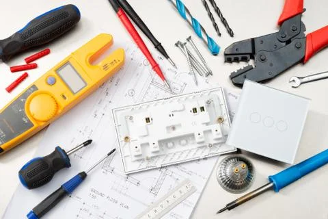 Electrical tools and components Stock Photos