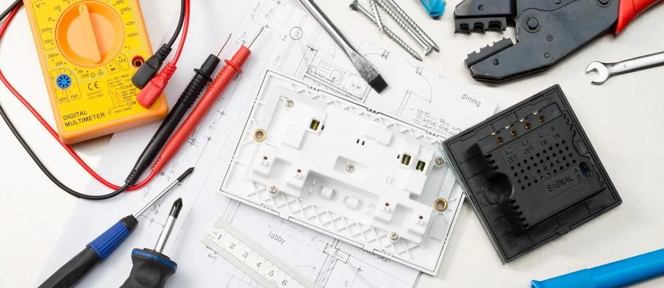 Electrical tools and components Stock Photos