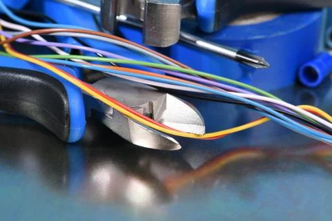 Electrical tools, component and cables Stock Photos