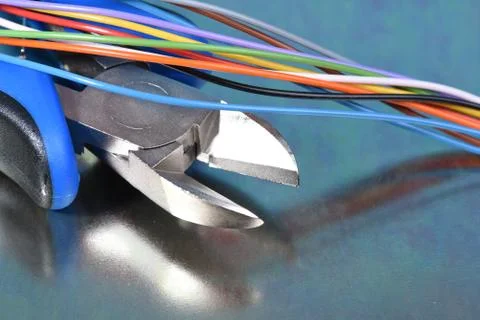 Electrical tools pliers and wire Foto stock
