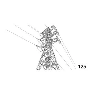 Electrical tower and power lines, energy transmission structure 스톡 일러스트