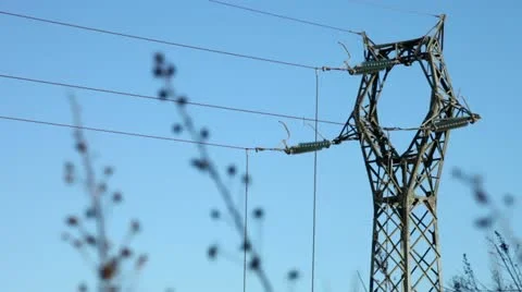 Electrical tower on blue sky Stock Footage 10903124