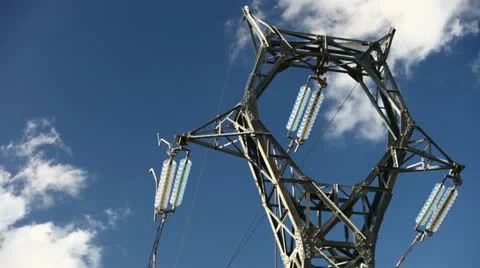 Electrical tower on blue sky (timelapse) Video stock 10901523