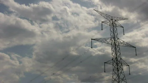 Electrical tower with clouds Stock Footage 402004