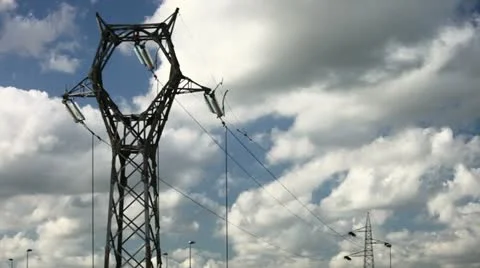 Electrical tower on cloudy sky Stock Footage 10901397