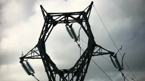 Electrical tower on cloudy sky (timelapse) Stock Footage 10901479