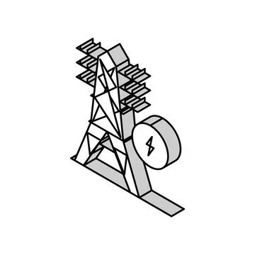 Electrical tower color icon vector flat illustration Stock Illustration