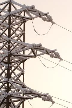 Electrical tower in snow day Stock Photos