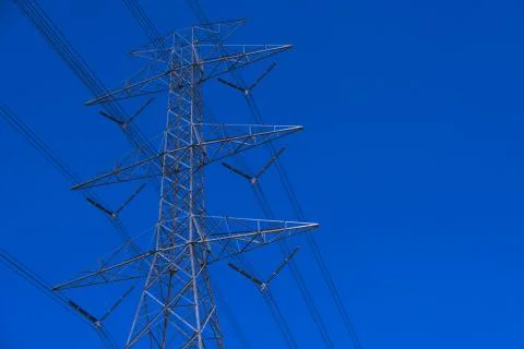 Electrical tower station high voltage with electrical wiring cable Stock-Fotos