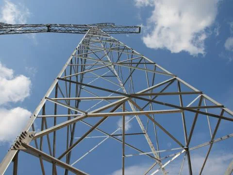 Electrical tower without wires against the blue sky Stock Photos